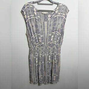 Navy and Cream Geometric Mini Dress